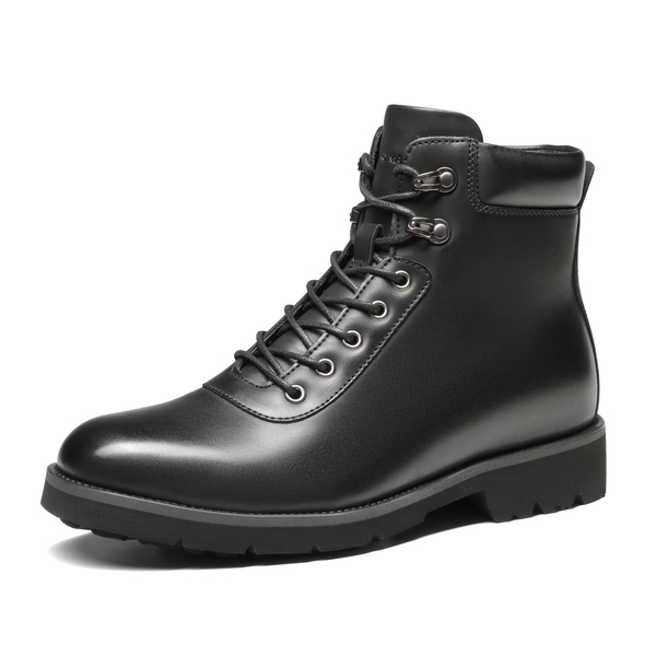 Men's Lace-Up Motorcycle Boots - BLACK -  0