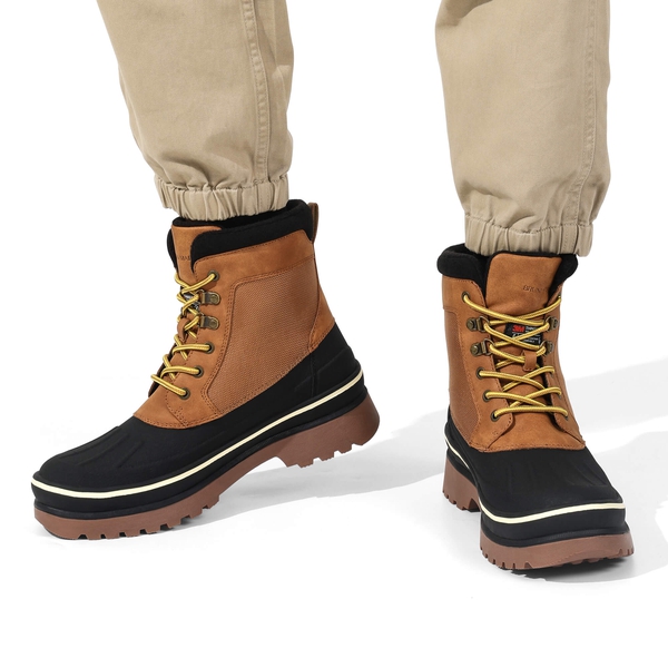 Men's Waterproof Insulated Snow Boots - BLACK-YELLOW - 6