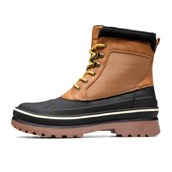Men's Waterproof Insulated Snow Boots - BLACK-YELLOW - 2