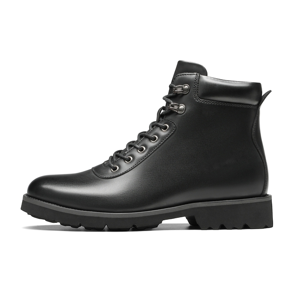 Men's Lace-Up Motorcycle Boots - BLACK - 1
