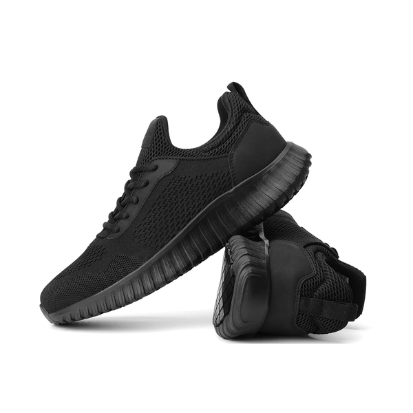 Men's Breathable Casual Sneakers - BLACK - 6