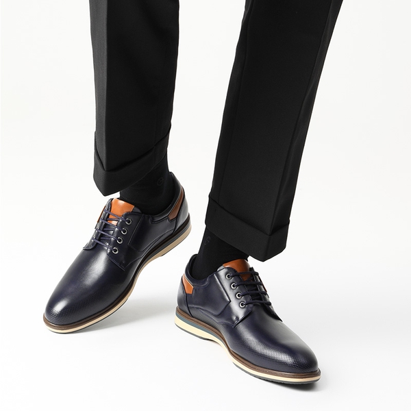 Men's Wide Lace-Up Casual Dress Sneakers - NAVY - 5