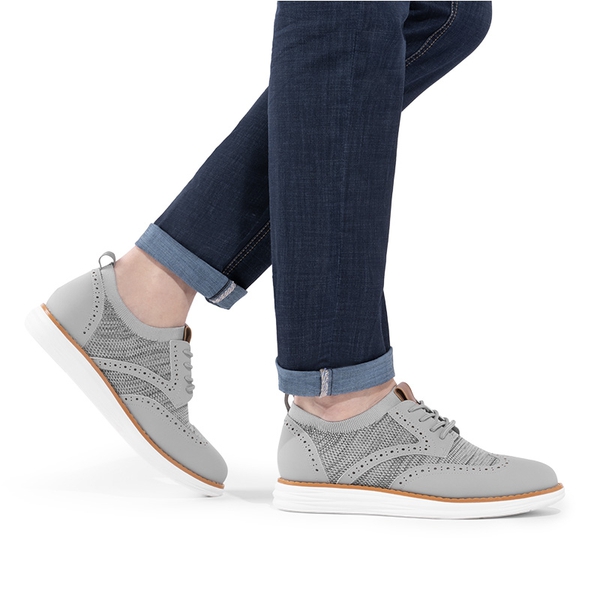 [KnitFlex SmartCraft+] Men's Wingtip Mesh Oxford Sneakers - GREY - 6