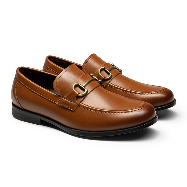 Men's Metallic Slip-On Dress Loafers - BROWN - 2