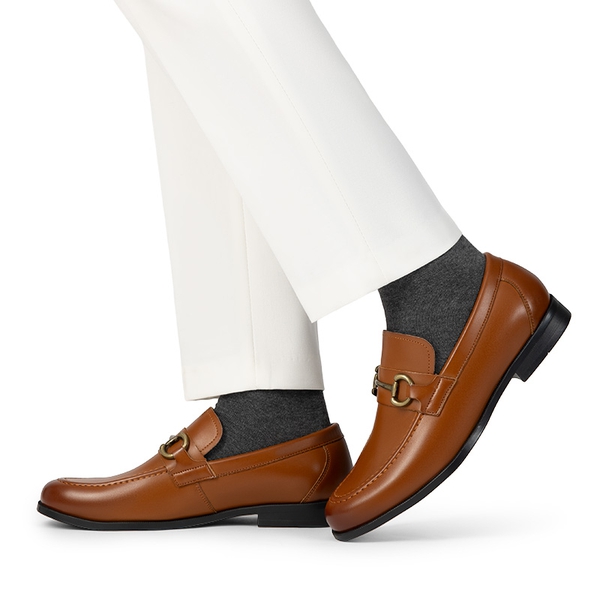 Men's Metallic Slip-On Dress Loafers - BROWN - 6