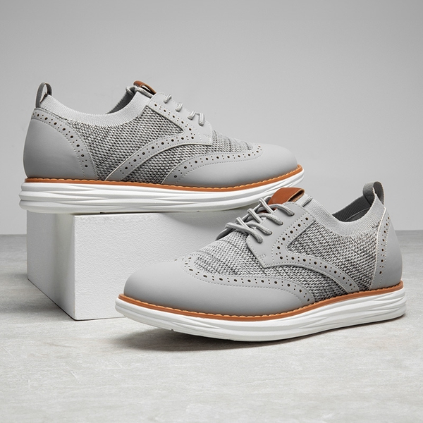 [KnitFlex SmartCraft+] Men's Wingtip Mesh Oxford Sneakers - GREY - 1
