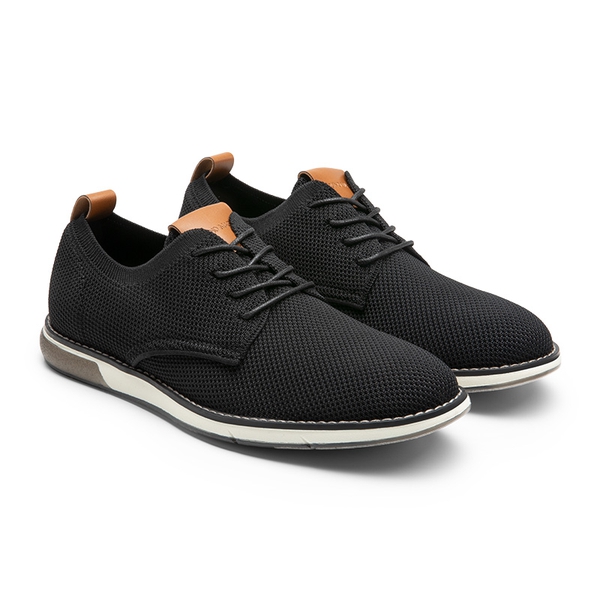 Men's Knitted Oxford Casual Dress Shoes - BLACK - 2