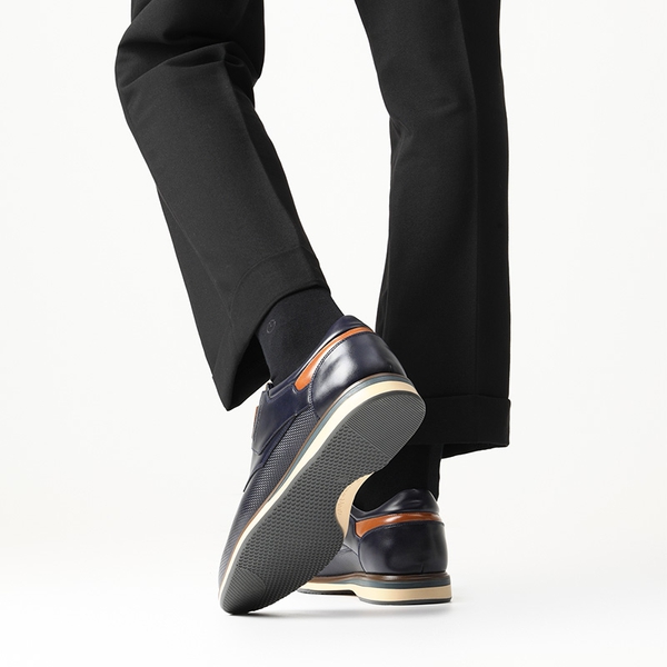 Men's Wide Lace-Up Casual Dress Sneakers - NAVY - 7