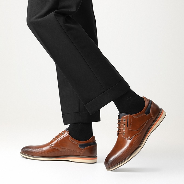 Men's Wide Lace-Up Casual Dress Sneakers - BROWN - 6