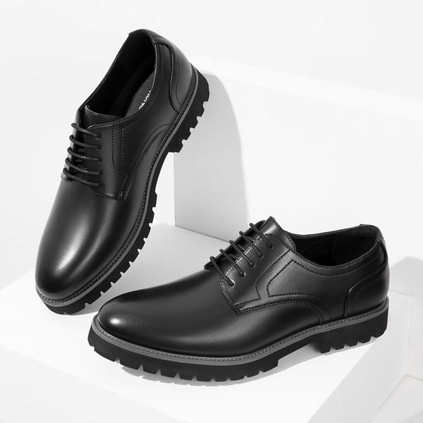 Men's Plain-Toe Oxford Dress Shoes - BLACK - 8