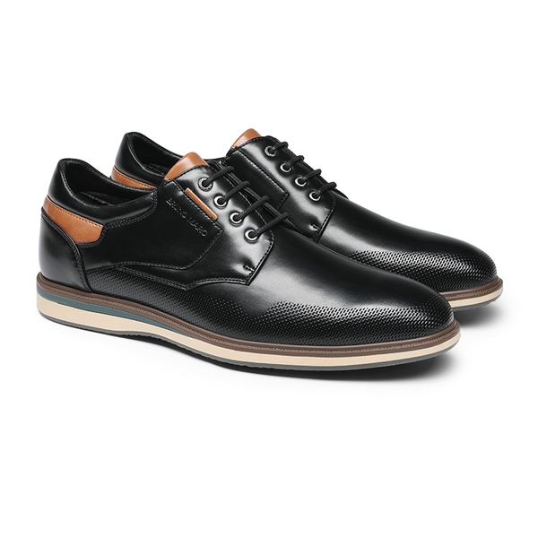 Men's Wide Lace-Up Casual Dress Sneakers - BLACK - 2
