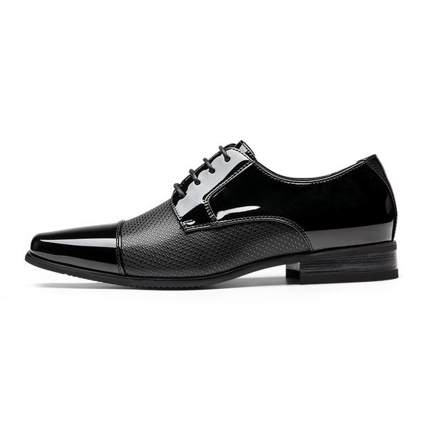 Men's Cap-Toe Patent Leather Oxford Shoes - BLACK-PAT - 1