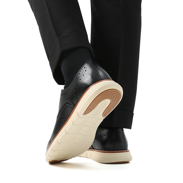[CrossFlex NeatPolish+] Men's Wide PU Leather Dress Sneakers - BLACK - 7