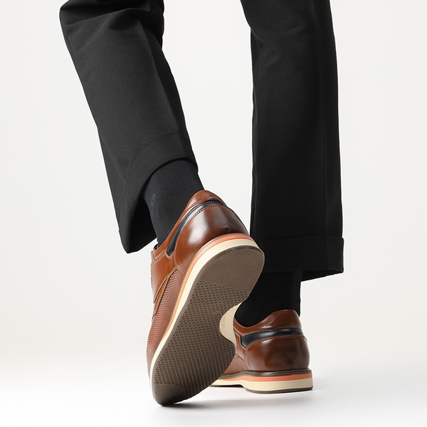 Men's Wide Lace-Up Casual Dress Sneakers - BROWN - 7
