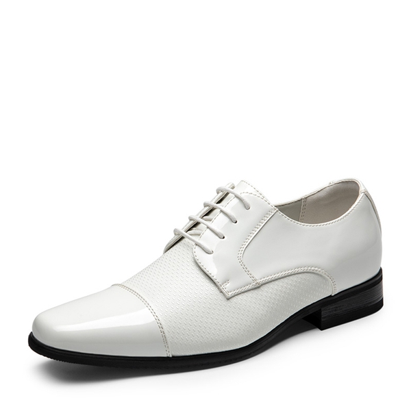 Men's Cap-Toe Patent Leather Oxford Shoes - WHITE-PAT -  0