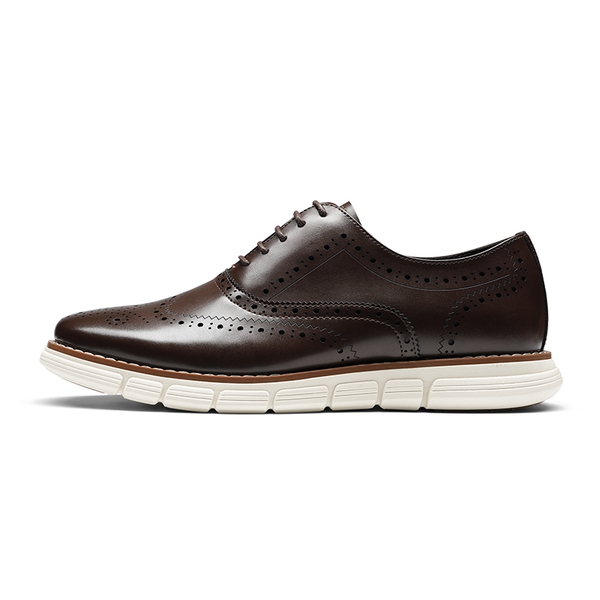 [CrossFlex NeatPolish+] Men's Wide PU Leather Dress Sneakers - DARK BROWN - 1