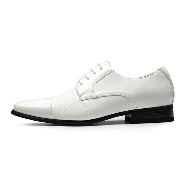 Men's Cap-Toe Patent Leather Oxford Shoes - WHITE-PAT - 1