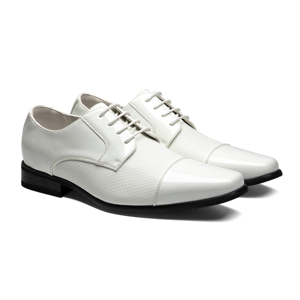 Men's Cap-Toe Patent Leather Oxford Shoes - WHITE-PAT - 2