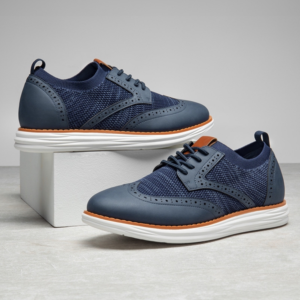 [KnitFlex SmartCraft+] Men's Wingtip Mesh Oxford Sneakers - NAVY - 1