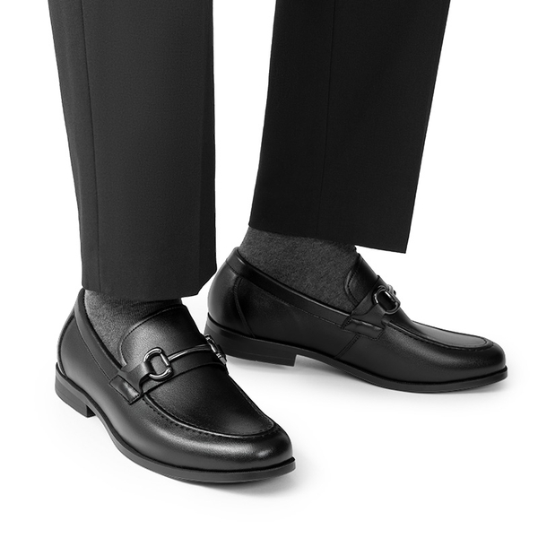 Men's Metallic Slip-On Dress Loafers - BLACK - 5