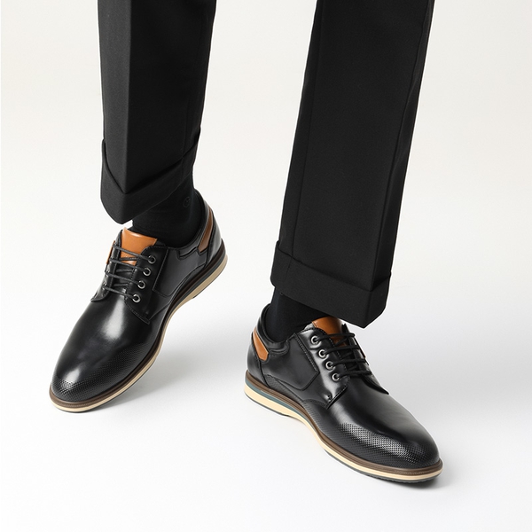 Men's Wide Lace-Up Casual Dress Sneakers - BLACK - 5