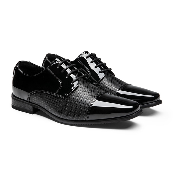 Men's Cap-Toe Patent Leather Oxford Shoes - BLACK-PAT - 2