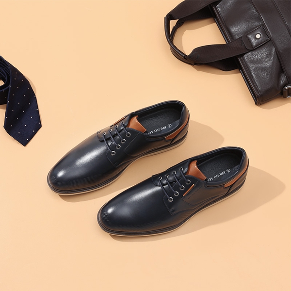 Men's Wide Lace-Up Casual Dress Sneakers - NAVY - 8