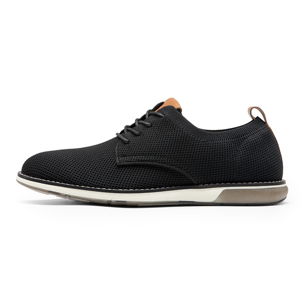 Men's Knitted Oxford Casual Dress Shoes - BLACK - 1