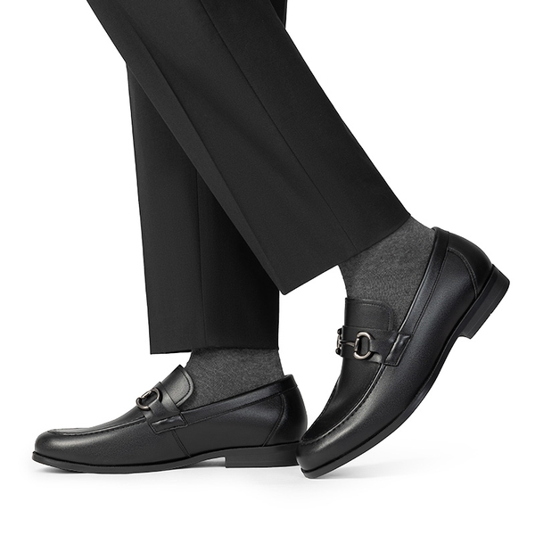 Men's Metallic Slip-On Dress Loafers - BLACK - 6