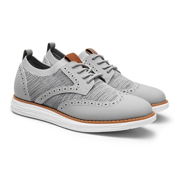 [KnitFlex SmartCraft+] Men's Wingtip Mesh Oxford Sneakers - GREY - 3