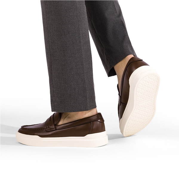 Men's Slip-On Casual Penny Loafers - DARK BROWN - 7