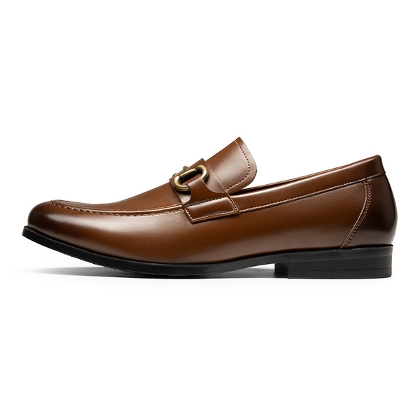 Men's Metallic Slip-On Dress Loafers - DARK BROWN - 1