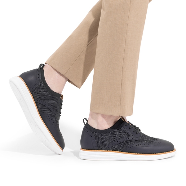 [KnitFlex SmartCraft+] Men's Wingtip Mesh Oxford Sneakers - BLACK - 6