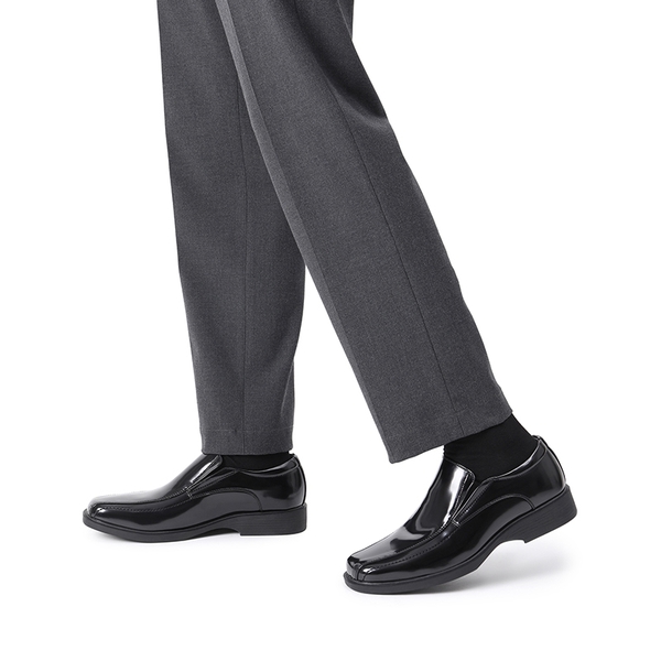 Men's Slip-On Wide Dress Loafers - BLACK-PAT - 6