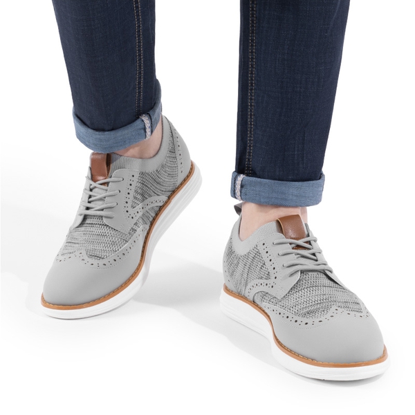 [KnitFlex SmartCraft+] Men's Wingtip Mesh Oxford Sneakers - GREY - 7