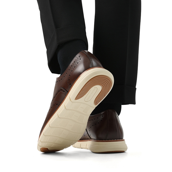 [CrossFlex NeatPolish+] Men's Wide PU Leather Dress Sneakers - DARK BROWN - 7