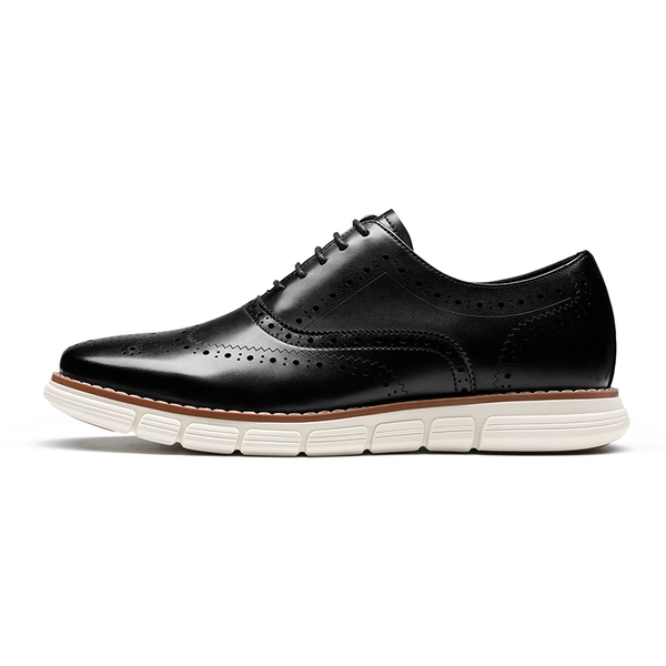 [CrossFlex NeatPolish+] Men's Wide PU Leather Dress Sneakers - BLACK - 1