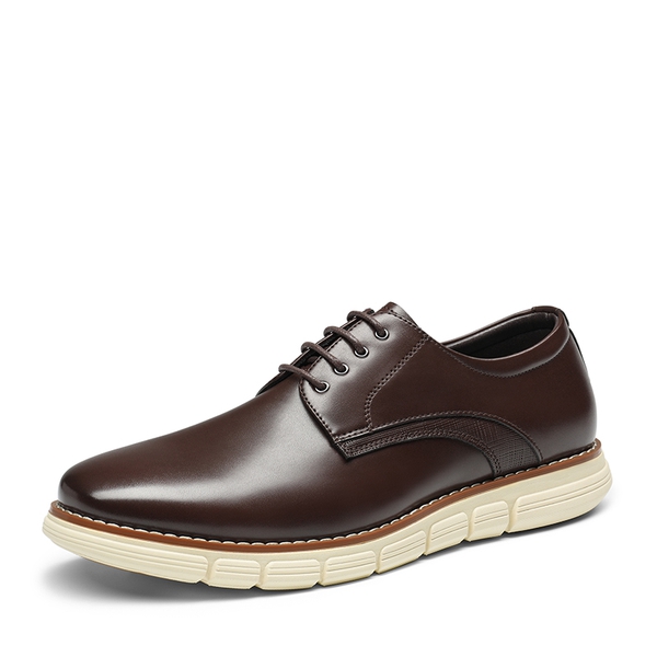 [CrossFlex NeatPolish] Men's Wide Plain-Toe Dress Sneakers - DARK BROWN -  0