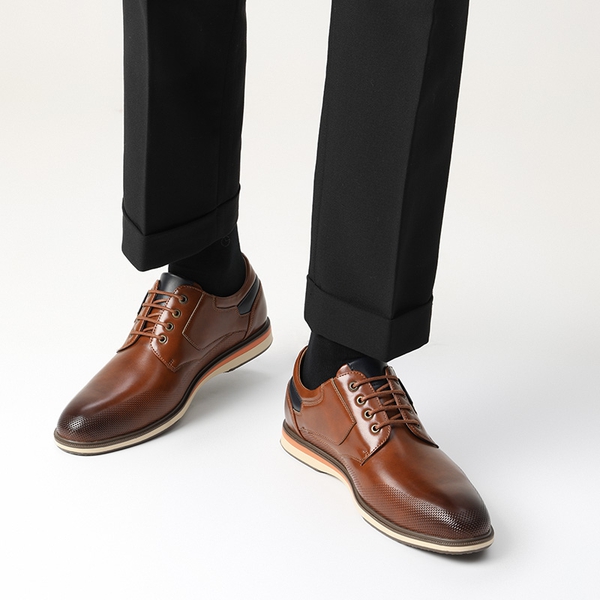 Men's Wide Lace-Up Casual Dress Sneakers - BROWN - 5