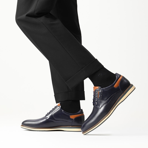 Men's Wide Lace-Up Casual Dress Sneakers - NAVY - 6