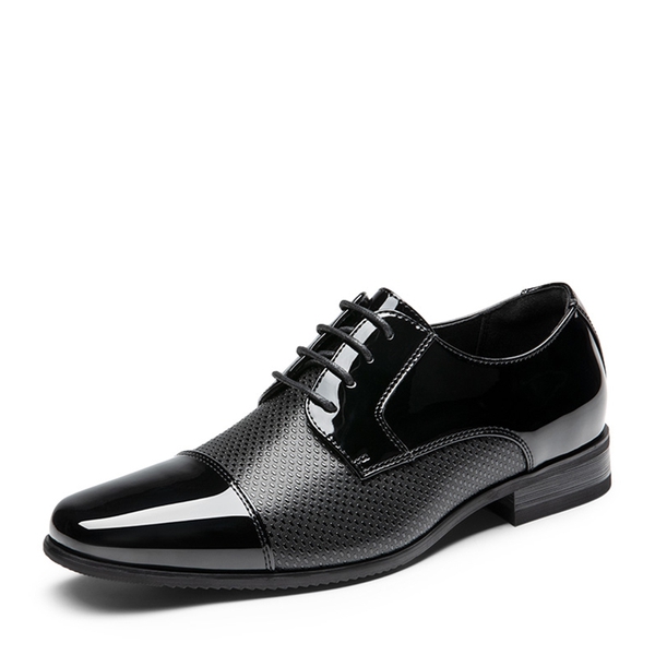 Men's Cap-Toe Patent Leather Oxford Shoes - BLACK-PAT -  0