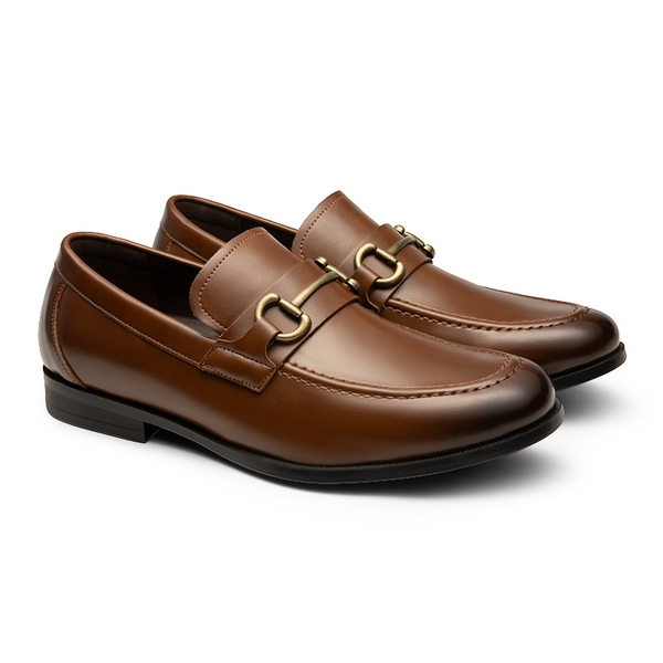Men's Metallic Slip-On Dress Loafers - DARK BROWN - 2