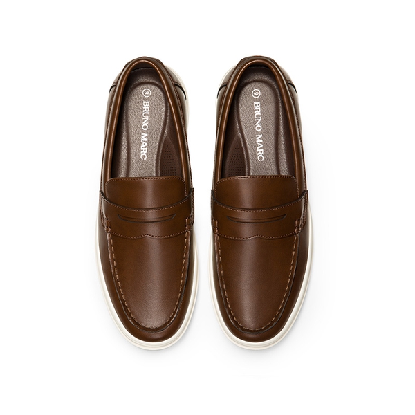 Men's Slip-On Casual Penny Loafers - DARK BROWN - 2