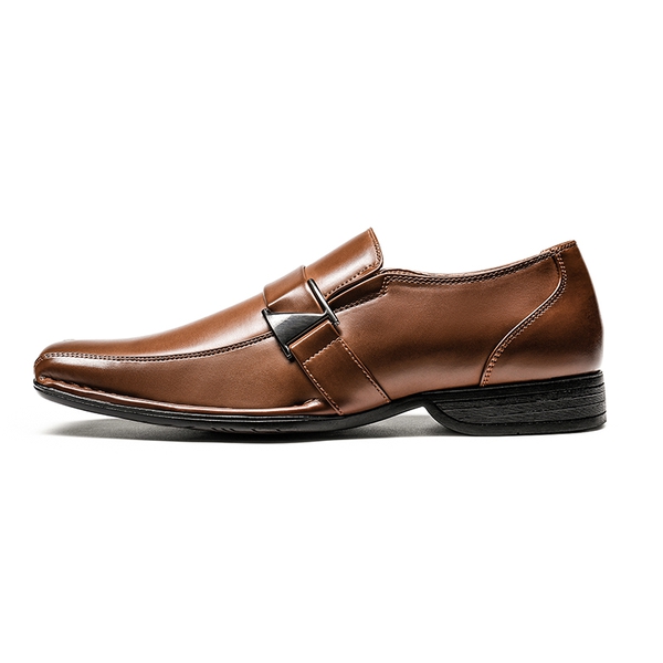 Men's Wide Monk Strap Dress Loafer Shoes - BROWN - 1