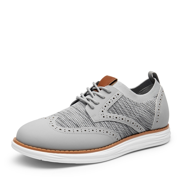 [KnitFlex SmartCraft+] Men's Wingtip Mesh Oxford Sneakers - GREY -  0