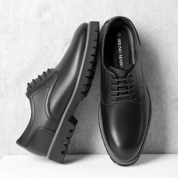 Men's Plain-Toe Oxford Dress Shoes - BLACK - 7