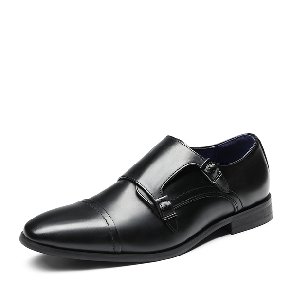 Men's Wide Monk Strap Oxford Shoes - BLACK -  0