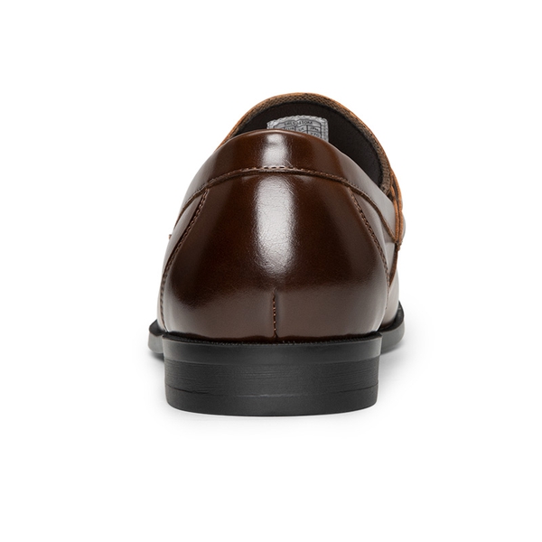 Men's Metallic Slip-On Dress Loafers - DARK BROWN - 4