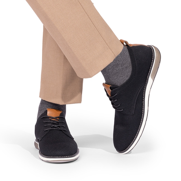 Men's Knitted Oxford Casual Dress Shoes - BLACK - 5