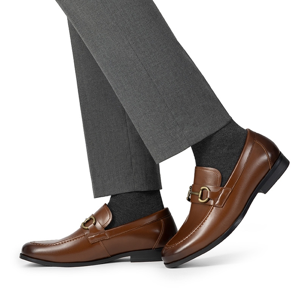 Men's Metallic Slip-On Dress Loafers - DARK BROWN - 6